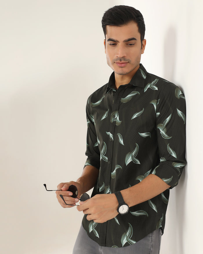 Casual Green Printed Shirt - Geri