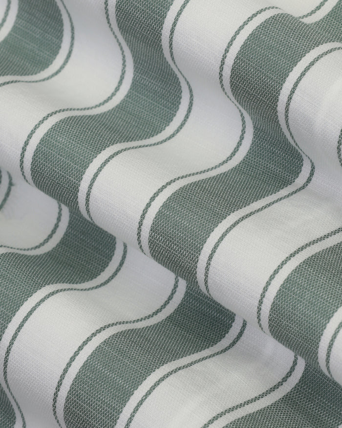 Casual Half Sleeve Green Stripe Shirt - Delmor