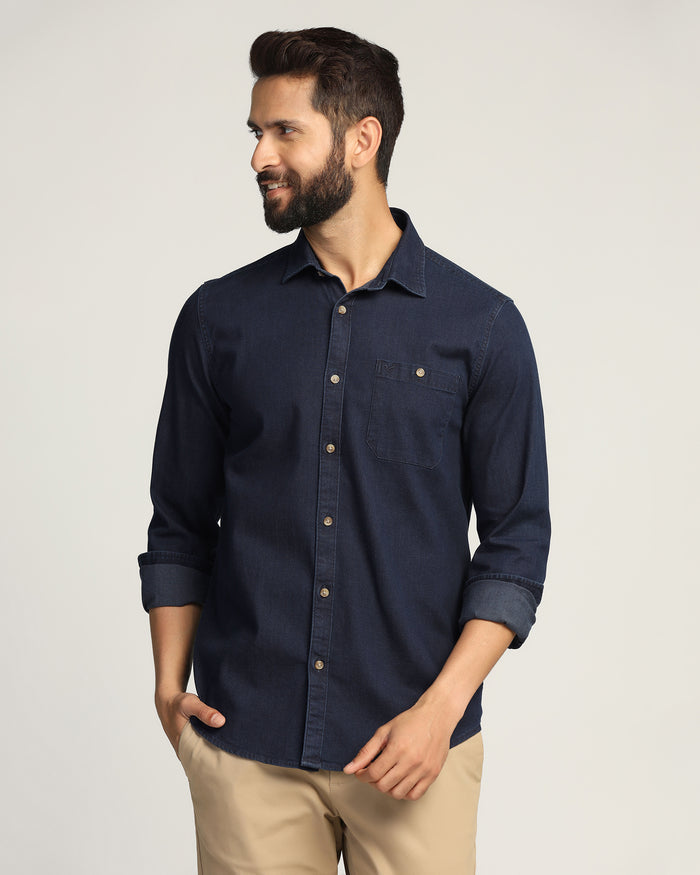 Casual Indigo Solid Shirt - Carson
