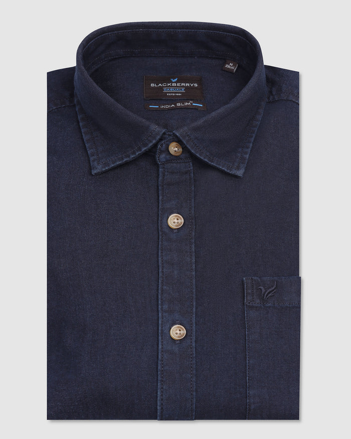 Casual Indigo Solid Shirt - Carson