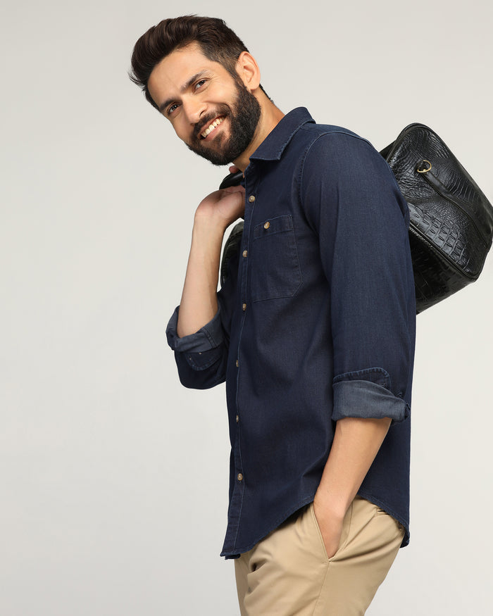 Casual Indigo Solid Shirt - Carson