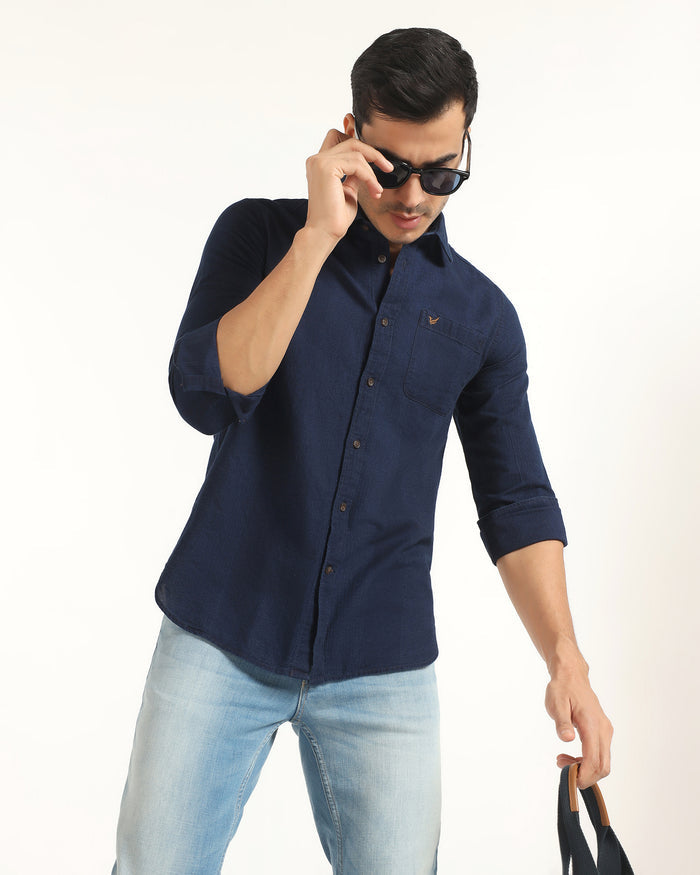 Casual Indigo Textured Shirt - Pasco