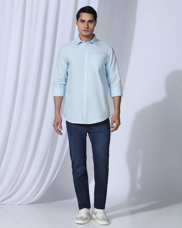 Casual Light Blue Textured Shirt - Caty