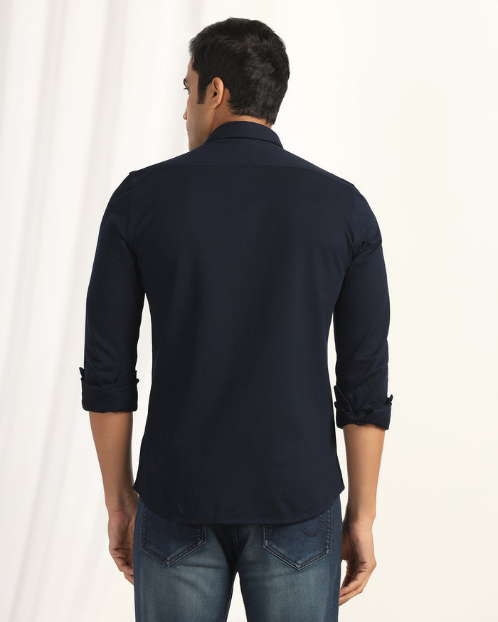 Casual Navy Solid Shirt - Pelantos