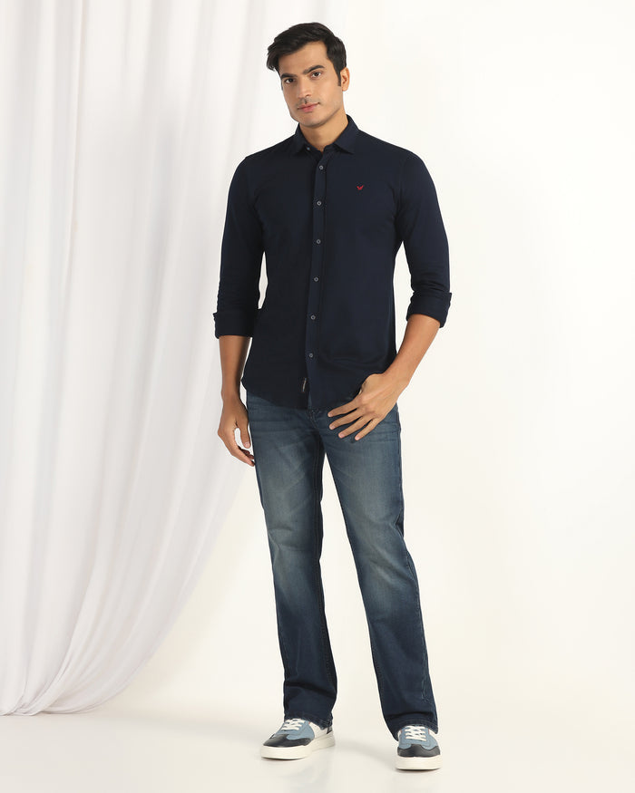 Casual Navy Solid Shirt - Pelantos