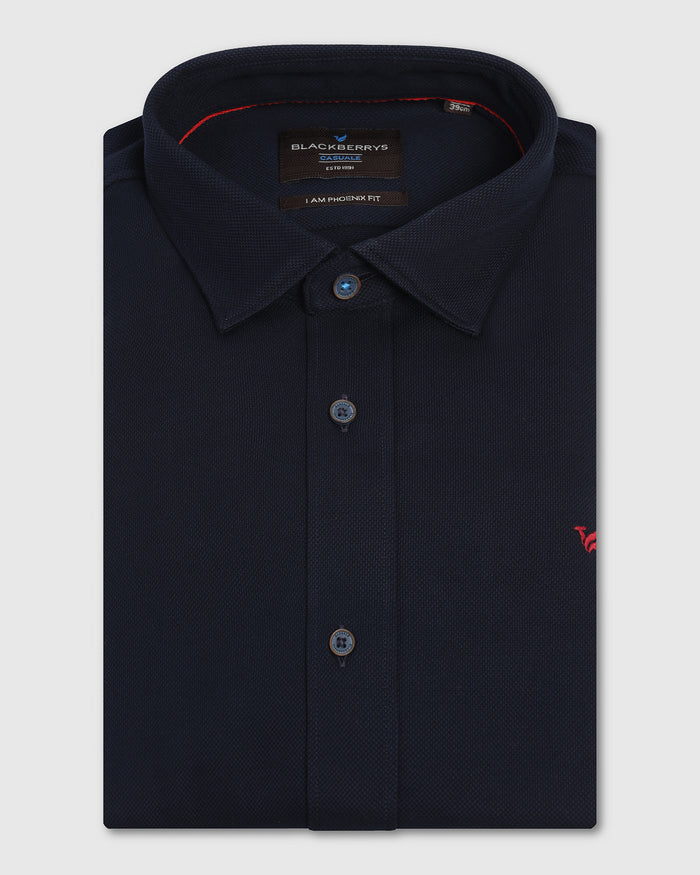Casual Navy Solid Shirt - Pelantos
