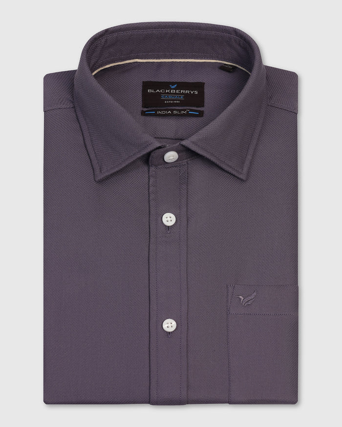 Casual Purple Textured Shirt - Caty