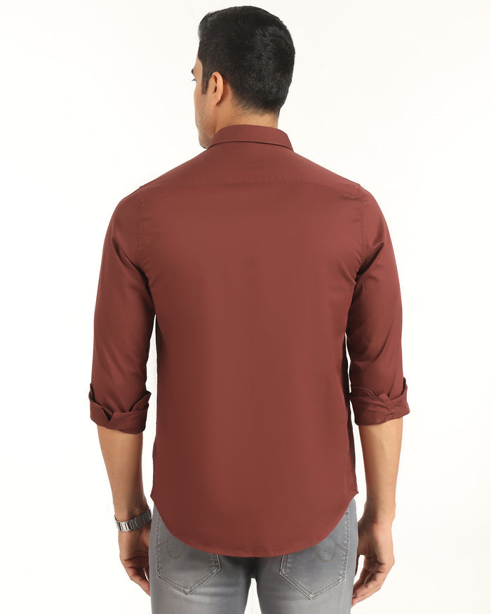 Casual Rust Solid Shirt - Juro