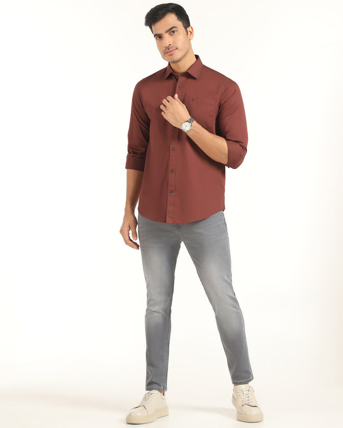 Casual Rust Solid Shirt - Juro