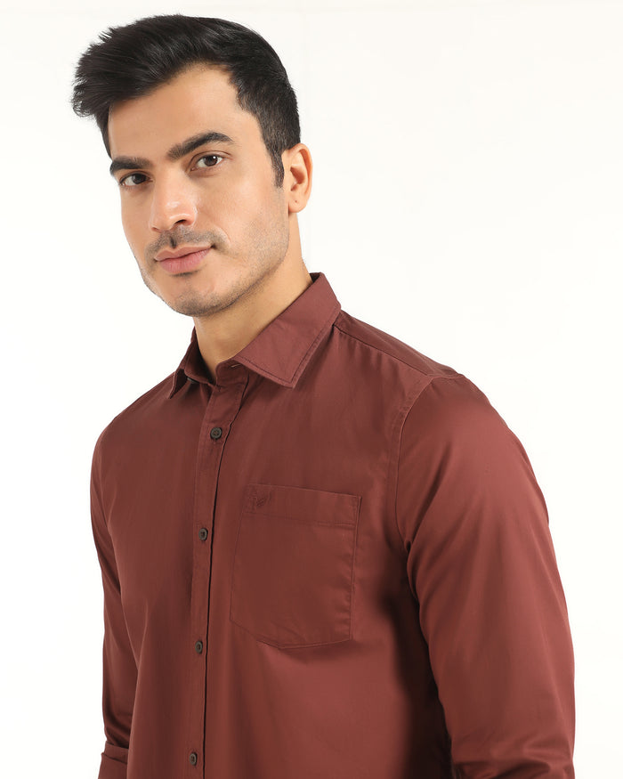 Casual Rust Solid Shirt - Juro