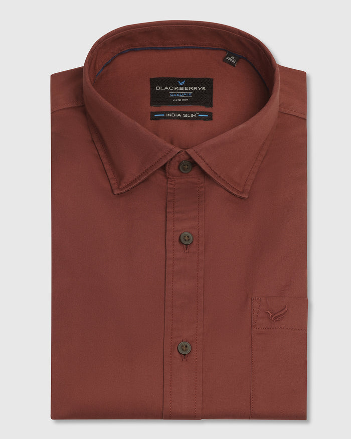 Casual Rust Solid Shirt - Juro