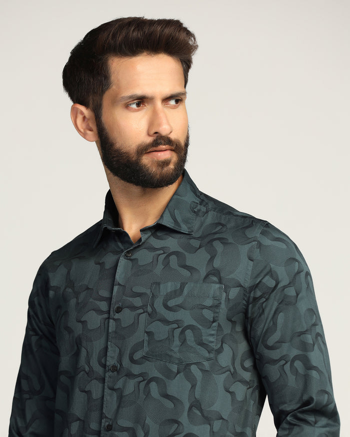 Casual Teal Printed Shirt - Heath