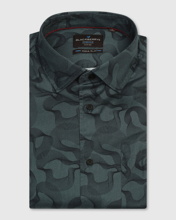 Casual Teal Printed Shirt - Heath
