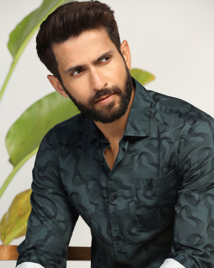 Casual Teal Printed Shirt - Heath