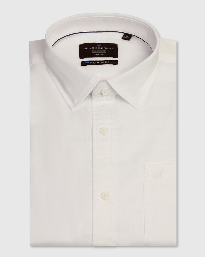 Casual White Solid Shirt - Juro