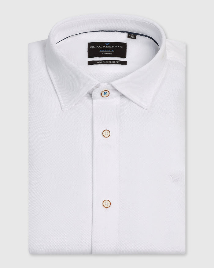 Casual White Solid Shirt - Pelantos