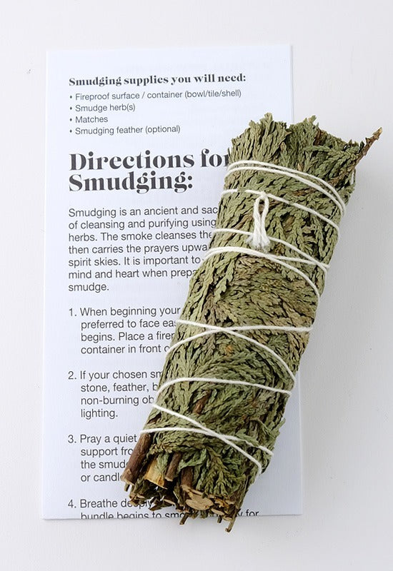 Cedar smudge stick with directions
