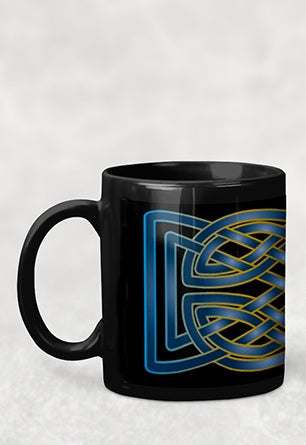 Black mug with Celtic design