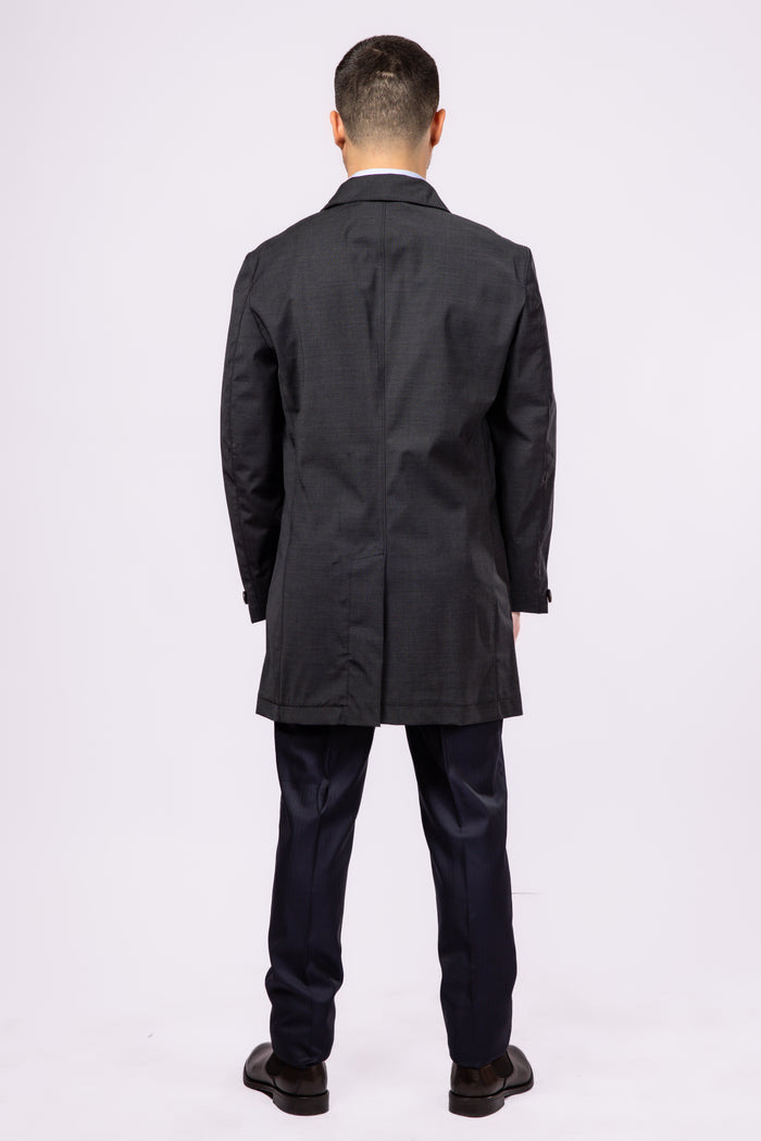 Charcoal Waterproof Wool Raincoat - Atica Man