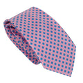 Coal Pink Pure 100% Italian Silk Tie with Blue Floral Pattern