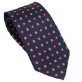 Cravatta in seta italiana blu navy con micro motivo geometrico
