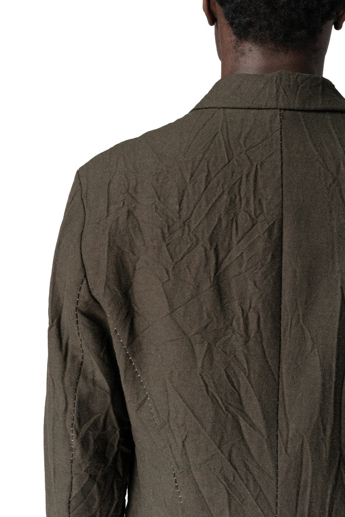 Crushed wool and linen 3 button jacket, Mocha