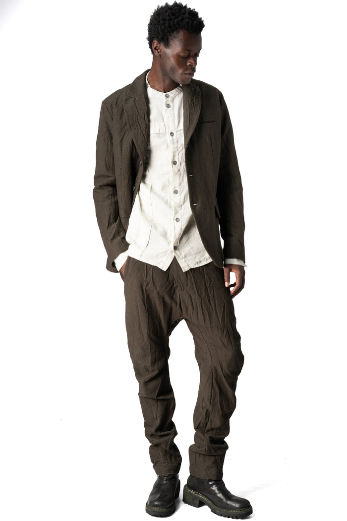 Crushed wool and linen 3 button jacket, Mocha
