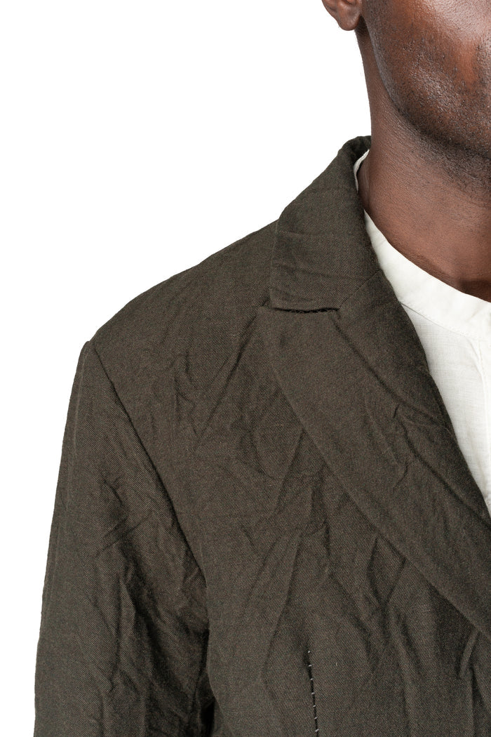 Crushed wool and linen 3 button jacket, Mocha