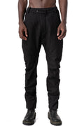 Crushed wool and linen baggy stitched trousers, Black