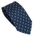 Dark Blue 100% Italian Silk Tie With Micro Floral Rosette Pattern