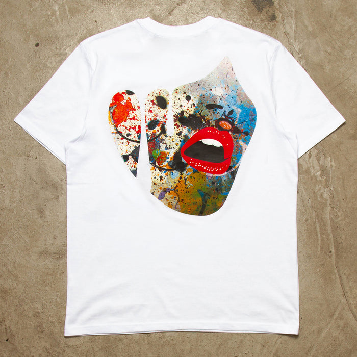Droplet Face 001 Back Print - Tshirt - White