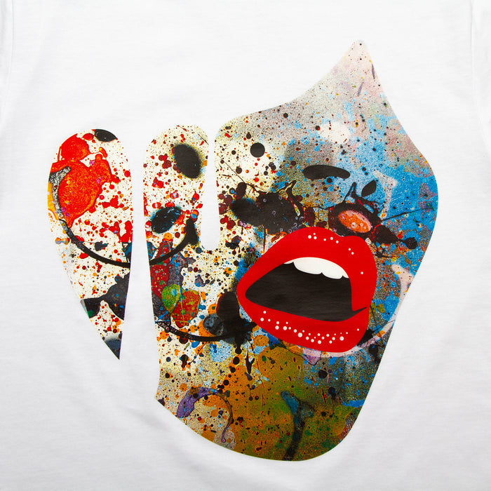 Droplet Face 001 Back Print - Tshirt - White