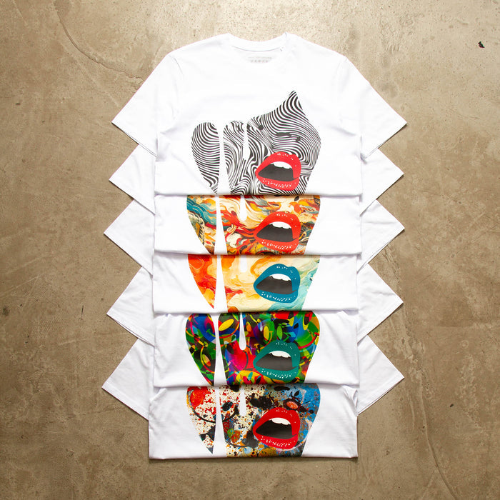 Droplet Face 001 Back Print - Tshirt - White