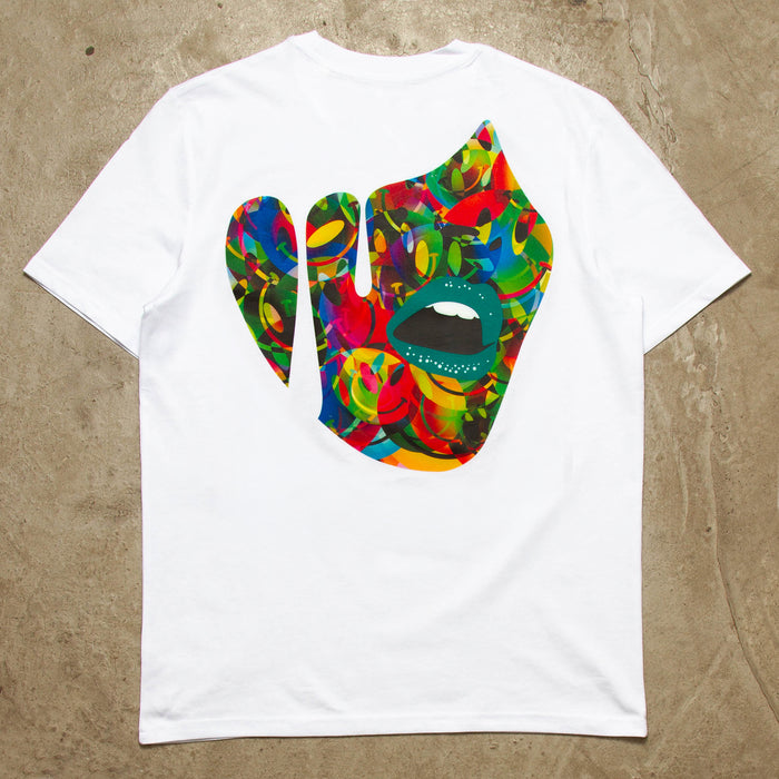Droplet Face 004 Back Print - Tshirt - White