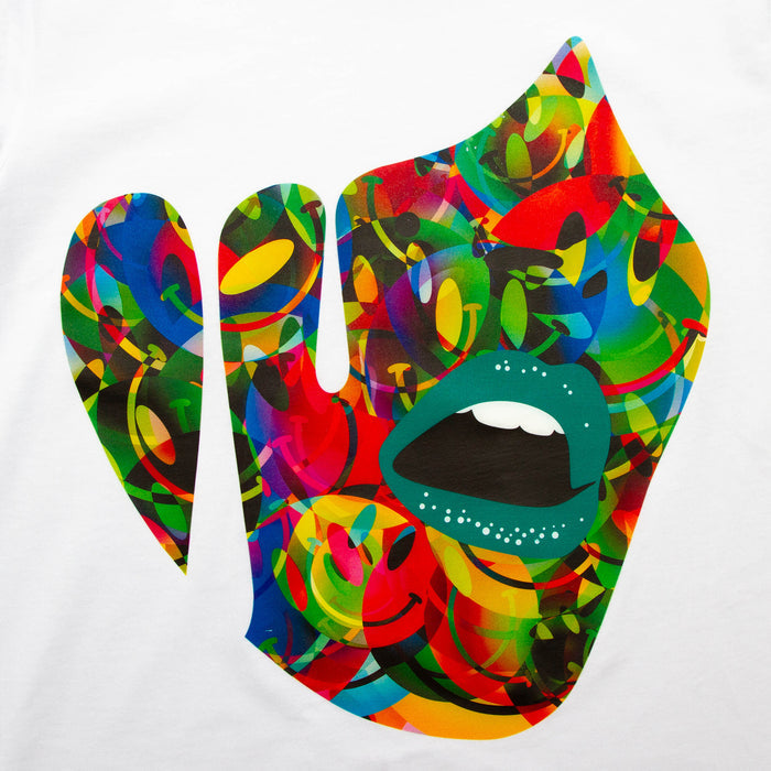 Droplet Face 004 Back Print - Tshirt - White