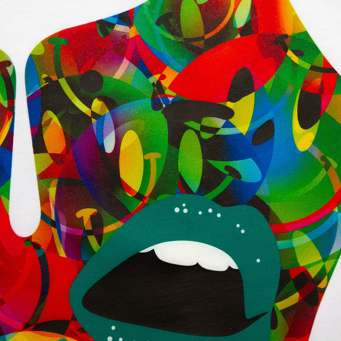 Droplet Face 004 Back Print - Tshirt - White