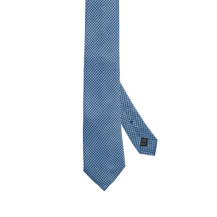 Dusty Blue 100% Italian Silk Tie With Micro Geometric Pattern