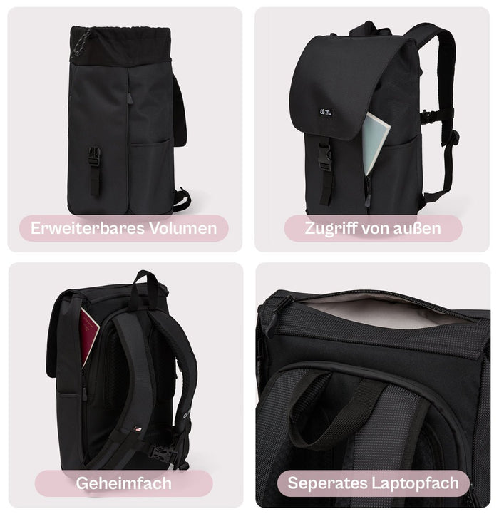 Ela Mo™ Everywhere Rucksack | Black Reflective