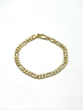 Ella Gold Chain Bracelet with flat polished gold-tone links arranged in a circle on a white background