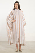 Fahed Buttoned Linen Beige Stripes Jellaba
