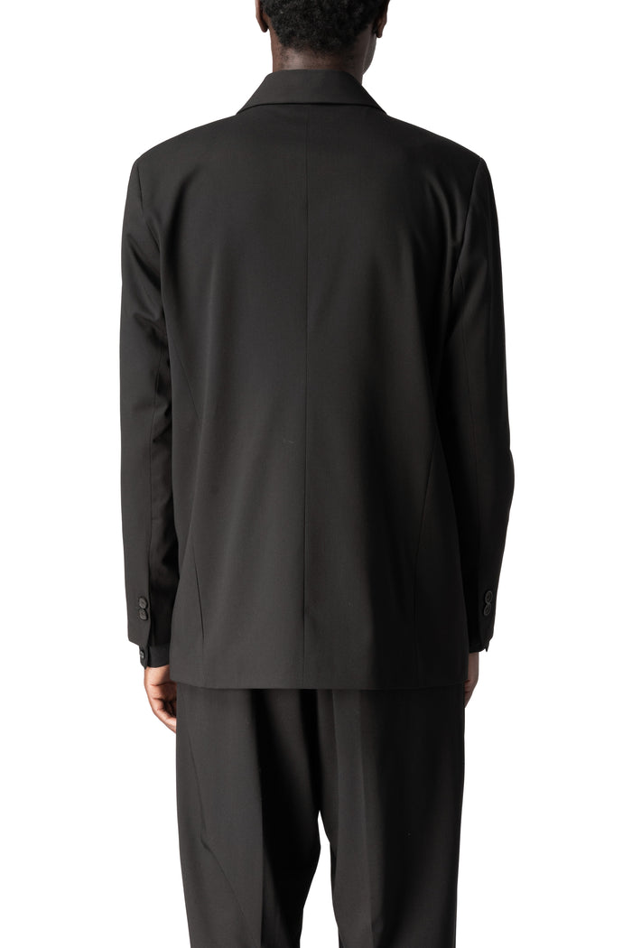 Fluid wool-blend blazer, Black