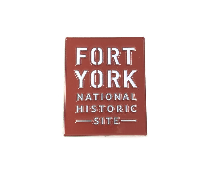 A red square magnet. Fort York National Historic Site in white letters.