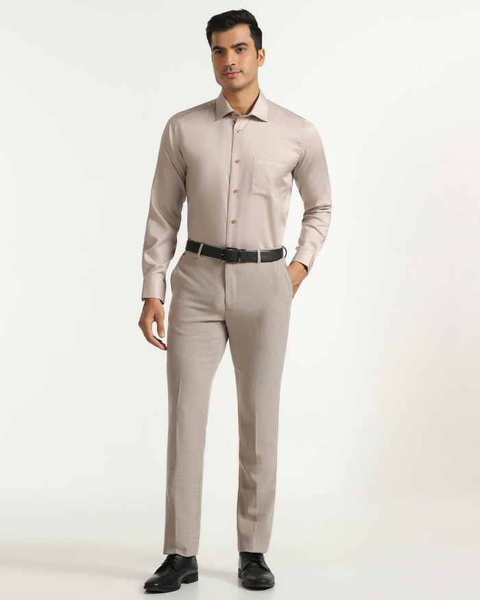 Formal Tan Solid Shirt - Roger