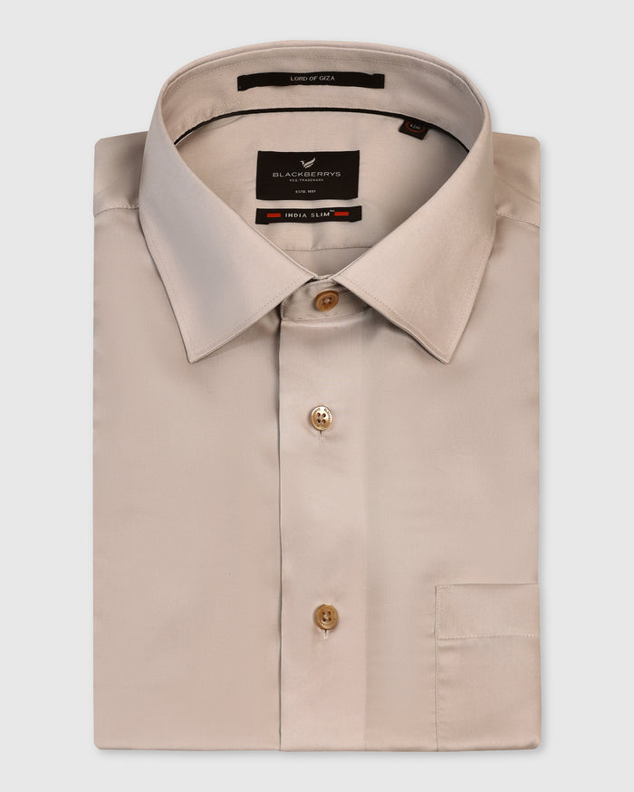 Formal Tan Solid Shirt - Roger