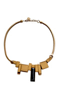 May Moma gold-tone geometric pendant necklace with black accent