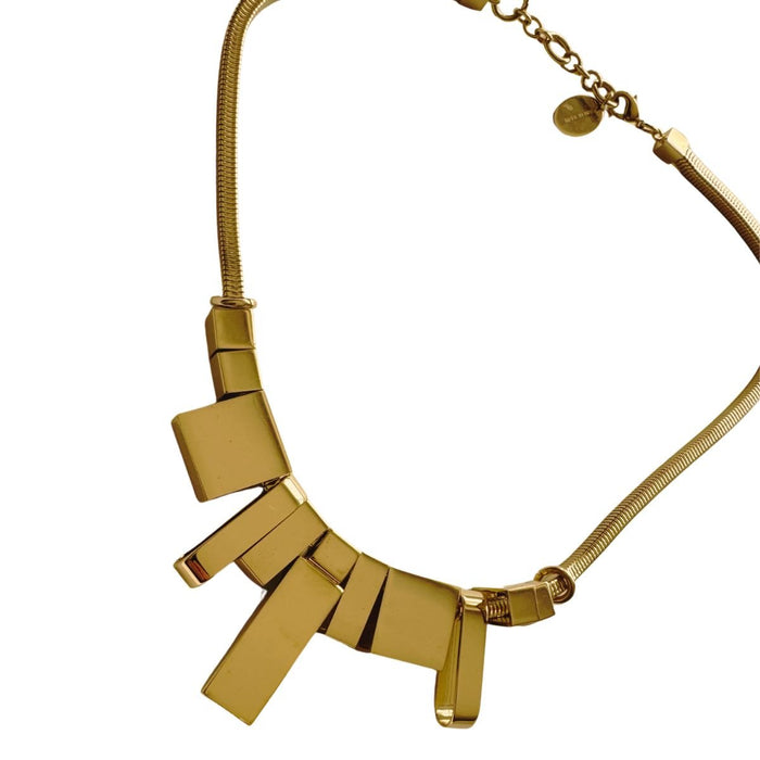 May Moma gold-tone geometric pendant necklace with black accent