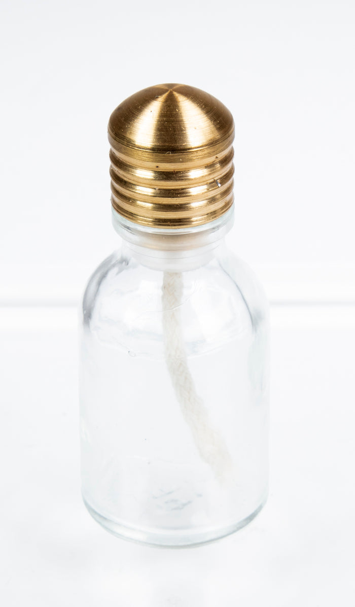 Glass wax burner with brass lid