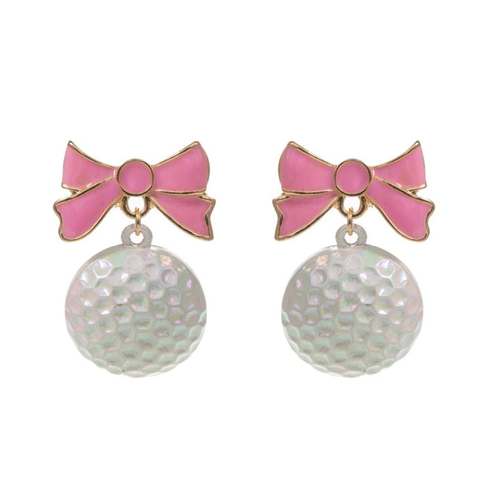 Golf Ball with Bow Earrings