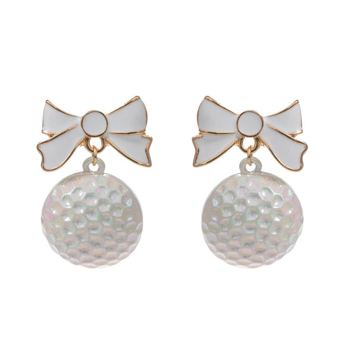 Golf Ball with Bow Earrings