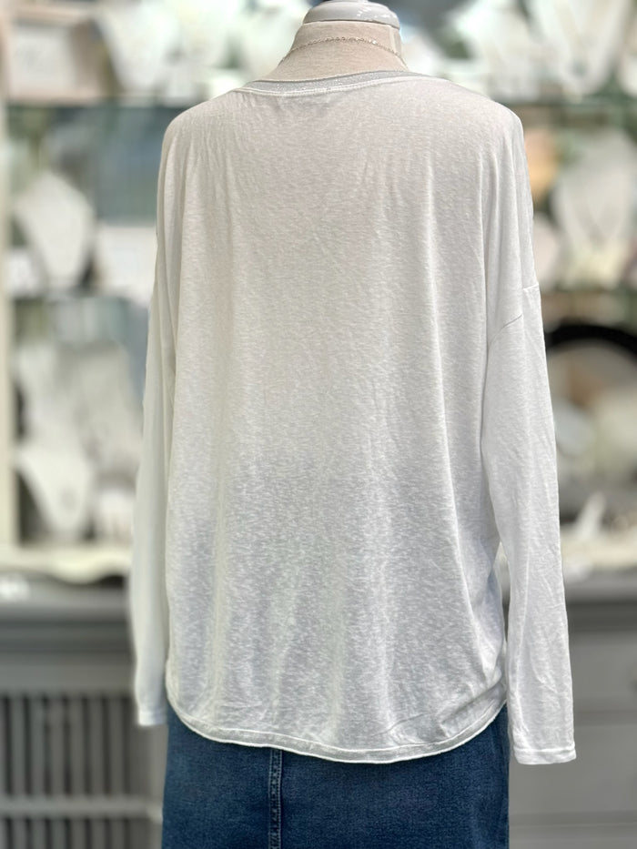 Grace Lightweight Sweater in White back